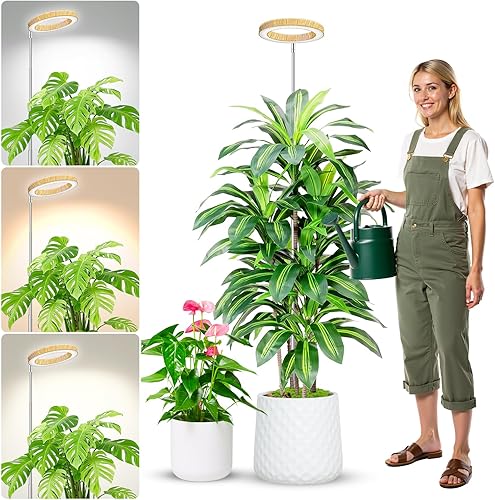 Miniatura 28 de Luz de Crecimiento para Plantas, 48 LEDs de Espectro Completo Luces de Crecimiento para Plantas de Interior, Luz de Crecimiento de Halo Pequeña