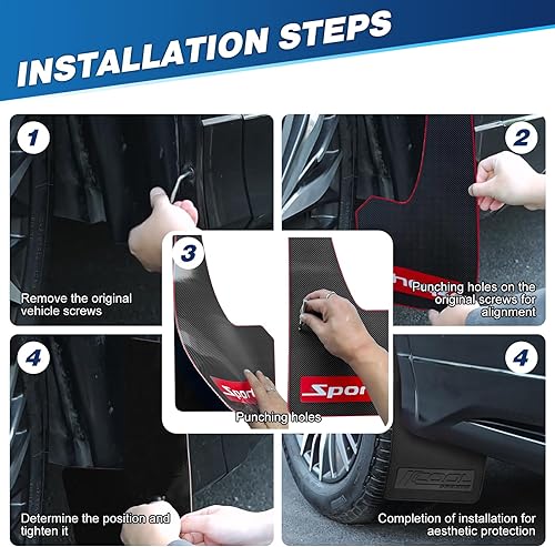 Miniatura 20 de Universal Mud Flaps Fits Most SUVs/MPVs, Not Full-Size SUVs- Standard Size 4-Piece Soft Glue Fenders Splash Guards Set, Heavy Duty Flexible
