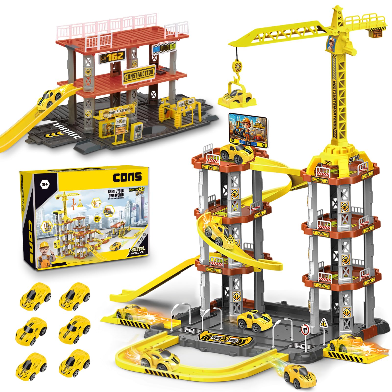 Parcheggio A 3 Livelli Per Bambini Con 3 Macchinine - Set Gioco Interattivo Con Rampe - Regalo Per Bambini E Bambine