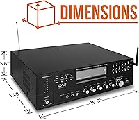 Vista 6 de Pyle Sistema amplificador de micrófono inalámbrico de 4 canales, receptor estéreo de audio para el hogar con reproductor de CD/DVD, micrófonos UHF