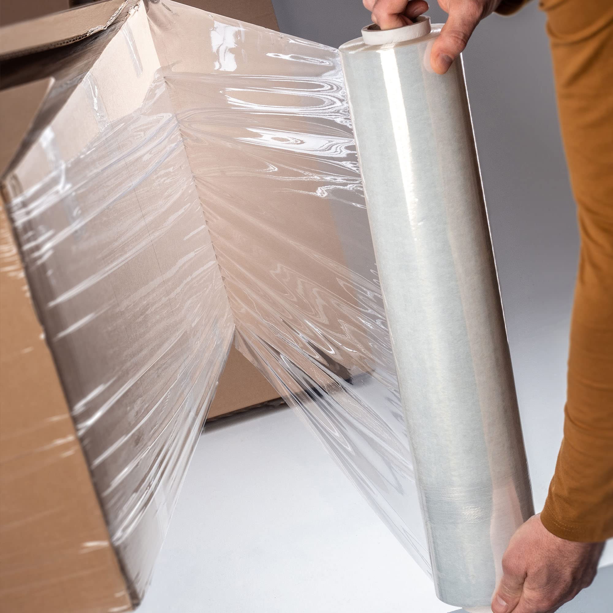 KADAX Pellicola elastica trasparente, 300 x 50 cm, pellicola di plastica per trasloco, 3 kg, per mobili, magazzini, trasporto, pellicola avvolgente, pellicola per imballaggio (set da 6 pezzi)