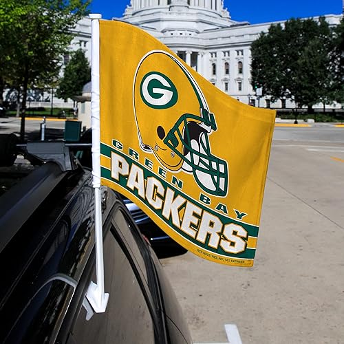 Vista 122 de Rico Industries NFL Double Sided Car Flag - 16" x 19" - Strong Pole That Hooks onto Car/Truck/Automobile