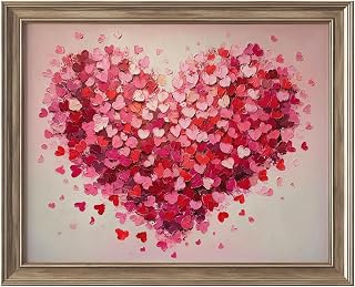 Heart Wall Art Print Unframed, Abstract Pink Heart Painting Poster for Romantic Home Decor, Valentine Gift for Her, Bedroom Living Room Office Artwork, Protected in Clear Sleeve (11X14 Inch-Unframed)