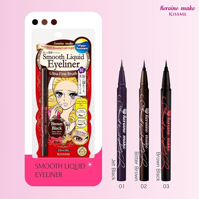 Delineador líquido suave Heroine Make de KissMe, a prueba de agua, marrón negro miniatura 8