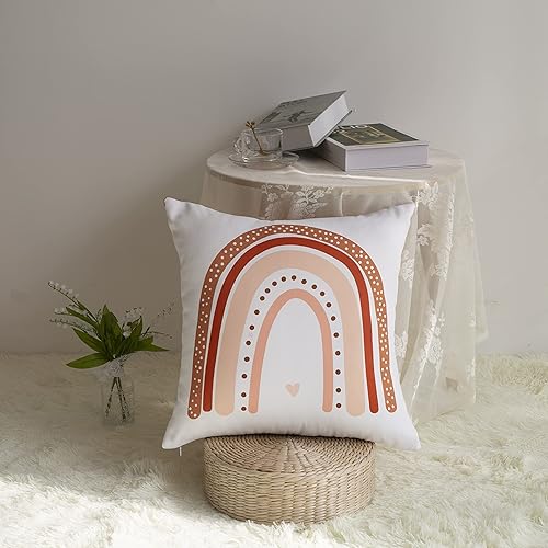 Miniatura 4 de Juego de 2 fundas de almohada bohemias con diseño de arco iris, diseño de círculos de arco iris, cuadradas, modernas, modernas, para decoración del