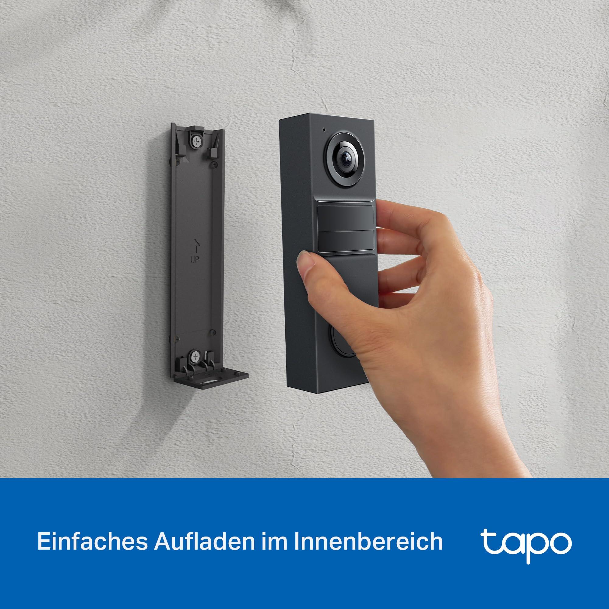 Tapo D205 Akku-Videotürklingel | WLAN Türklingel mit Kamera | 2K, 160° Weitwinkel, Zwei-Wege-Audio | Integrierter Akku | Lokale Speicherung auf microSD & H500 HomeBase | Kompatibel Solarpanel