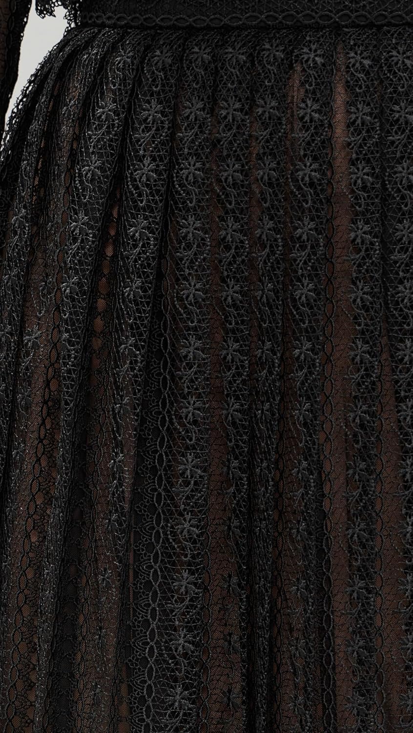 Self Portrait Women's Black Organza Lace Midi Skirt - Image 6