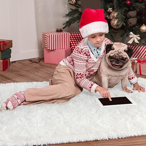 Miniatura 4 de Noahas - Alfombra de terciopelo ultra suave de 1,8 pulgadas para habitación de niños, alfombra moderna para decoración del hogar, Terciopelo, Cremoso