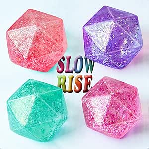 4Pack Glitter Squishy Cube Slow Rise Gel Stress Cubes for