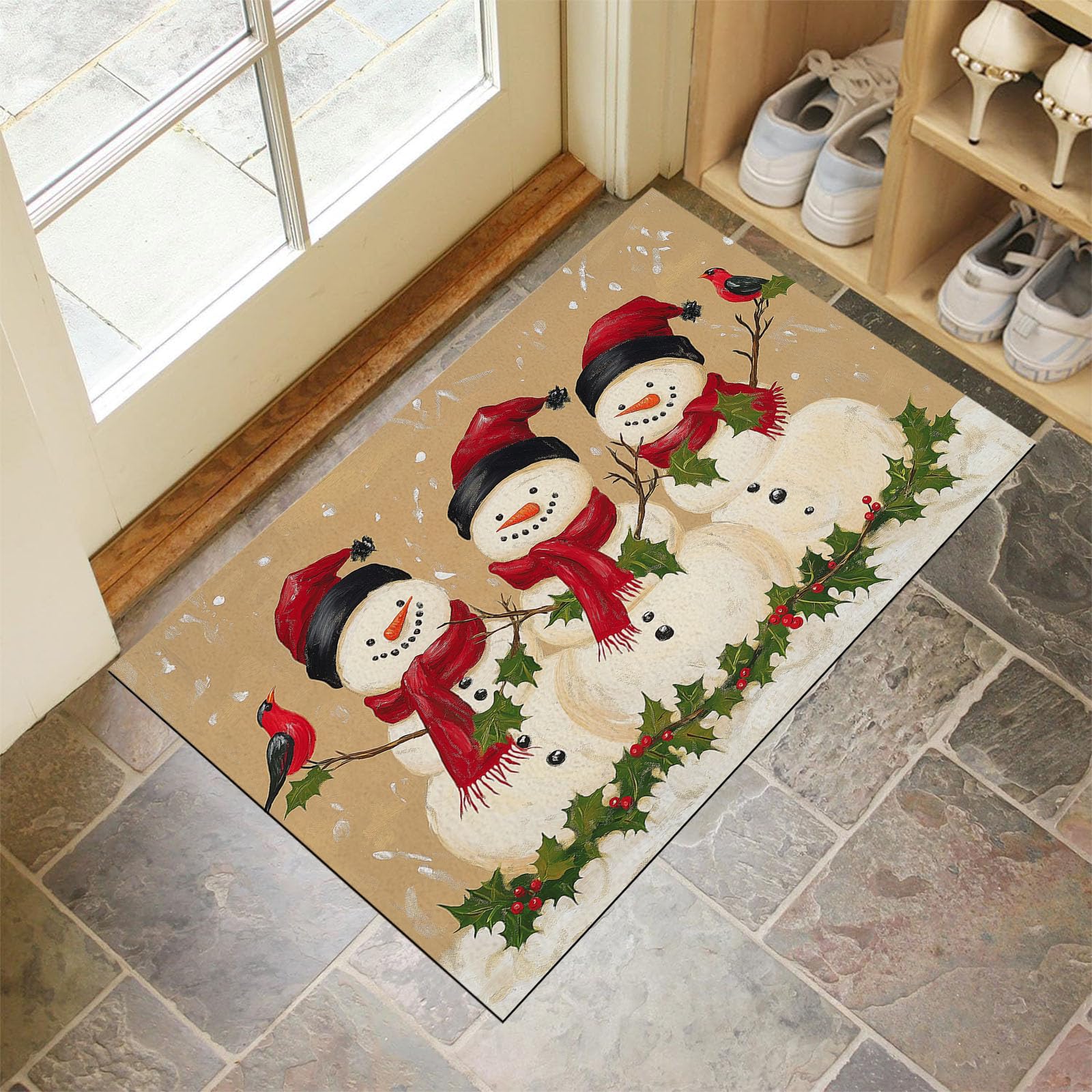 Tapis de intérieur antidérapant et lavable en machine pour entrée paillasson déco 50x80