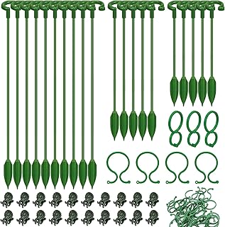 Hysagtek 60pcs Plant Supports Set - 20 Pack Flower Plant Stakes Sticks (3 Sizes), 20 Plant Support Clips and 20 Orchid Clips for Garden Single Stem Plants Phalaenopsis Orchid Flower Roses