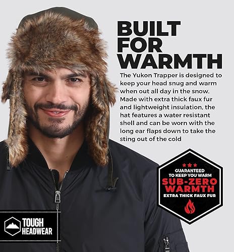 Vista 44 de Tough Headwear Sombrero de trampero de invierno, sombreros de aviador ruso Ushanka Trooper para hombres y mujeres, sombrero esquimal de nieve