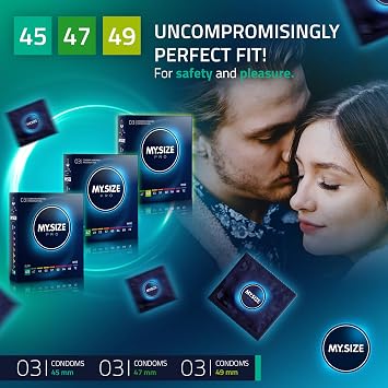 MY.SIZE PRO Condom Size 0,1,2-45,47,49 mm, 3x3 Condoms - Perfect fit and a Suitable Size for Everybody