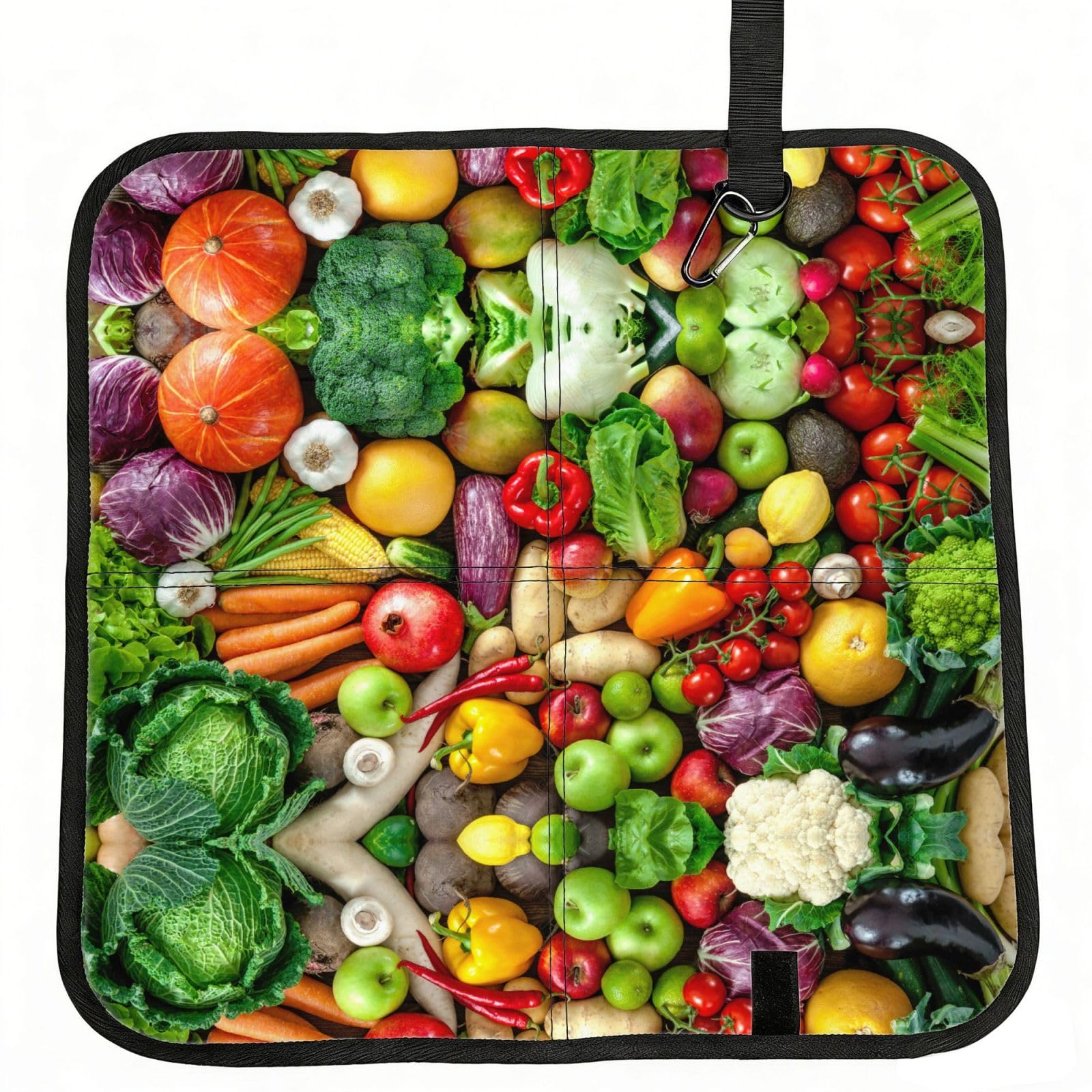 OKFSTY Fresh Fruits And Vegetables Print Fold Away Seat Cushion Portable Outdoor Pad Polyester Bleacher Bench Mat Travel Picnic Pad