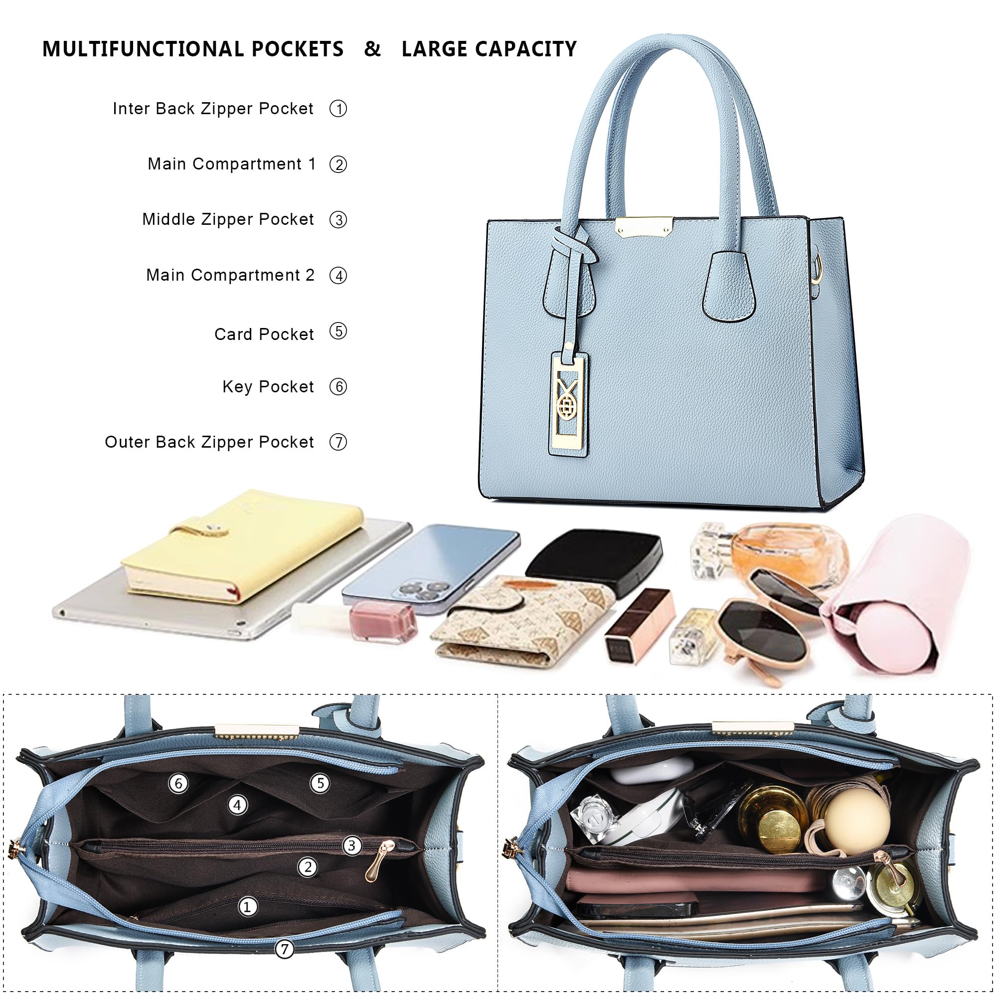 CHICAROUSAL Crossbody Purses and Handbags for Women PU Leather Tote Shoulder Bags Top Handle Satchel