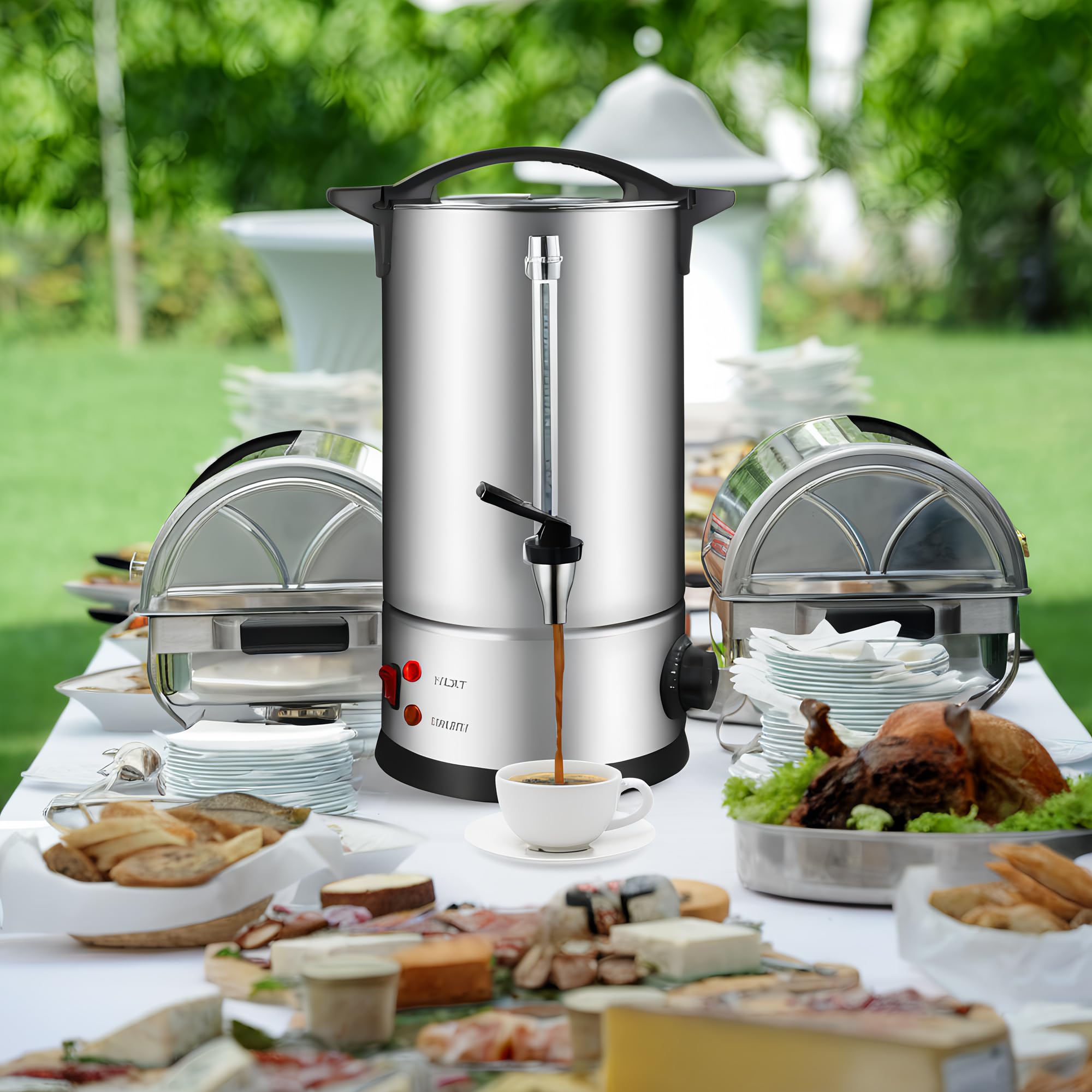 Percolateur à Café 12L avec Acier Inoxydable Filtre, 80 Tasses Cafetière Commerciale En Acier Inoxydable, Maintien au Chaud, Pour Événements Et Traiteur, Pour Appareil Chauffe Eau Thé Chocolat