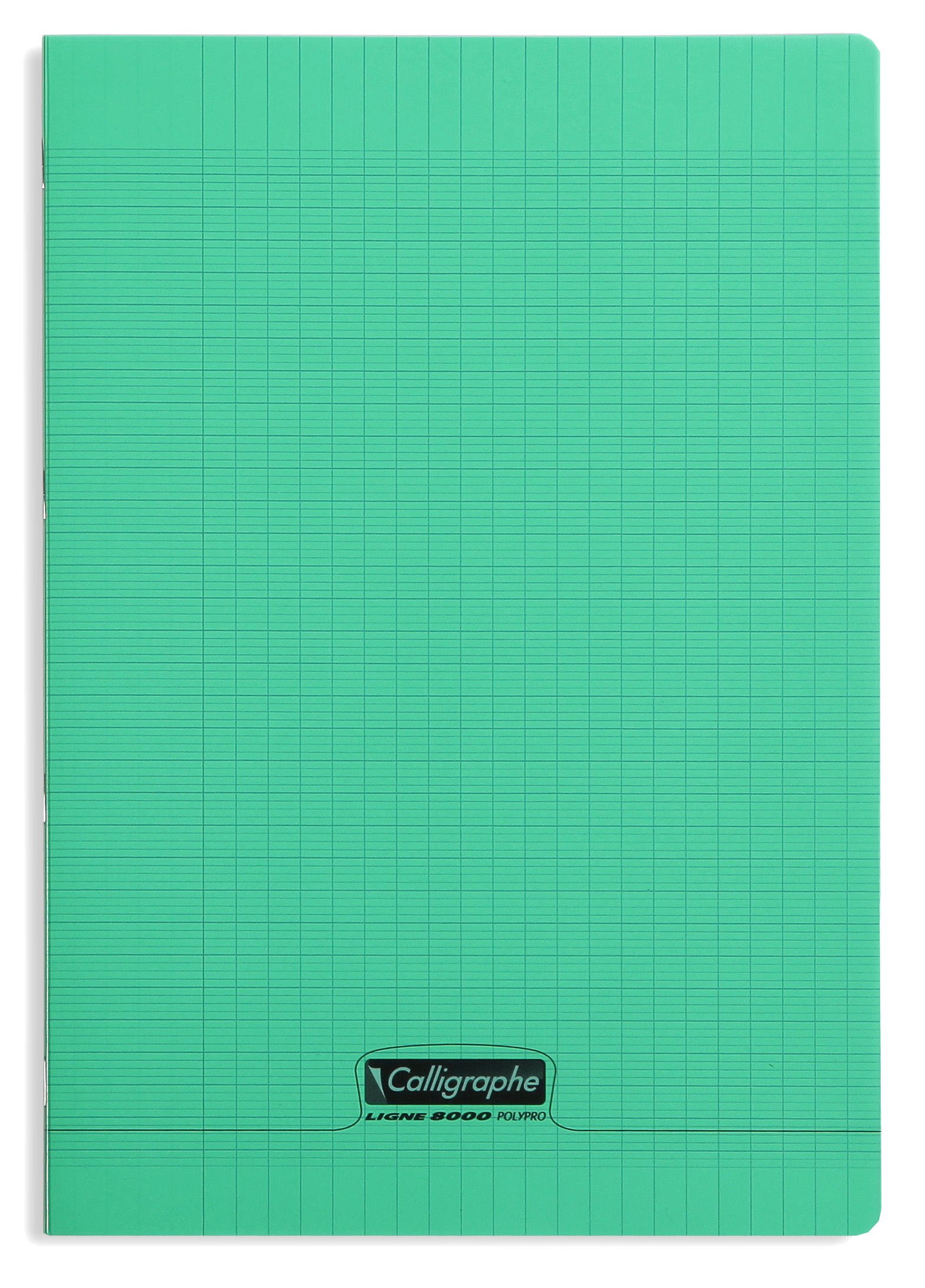 Calligraphe Clairefontaine - Ref 18135C - PP Stapled Notebook (96 Pages) - A4 Size, 90gsm Superfine Vellum Paper, Polypro Cover, Séyès Ruling - Green Cover