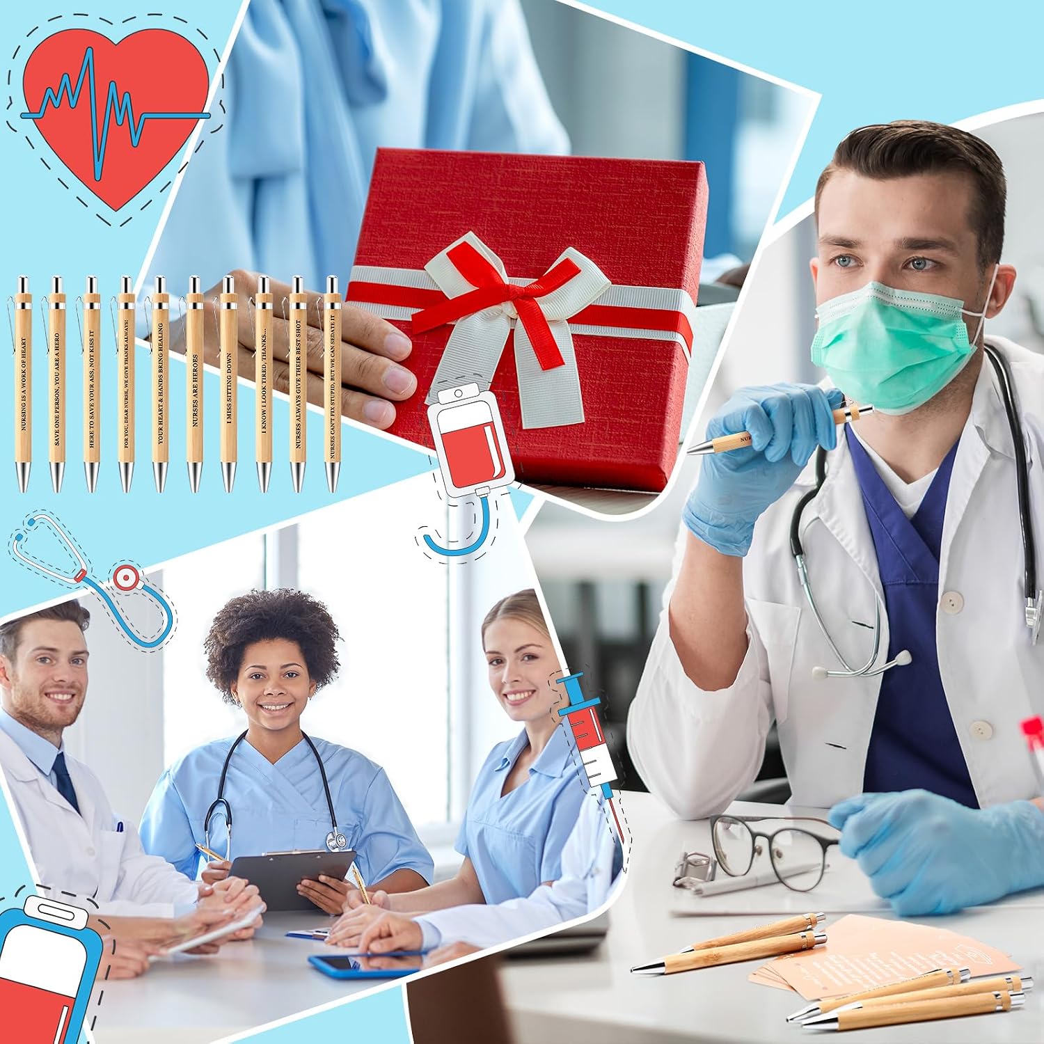 Sayglossy 80 Sets Nurse Graduation Gifts Bulk Include Nurse Ballpoint Pens with Inspirational Kraft Cards Thank You Nursing Week Gifts for New Grad Medical Assistants Women Coworker Staff Favors