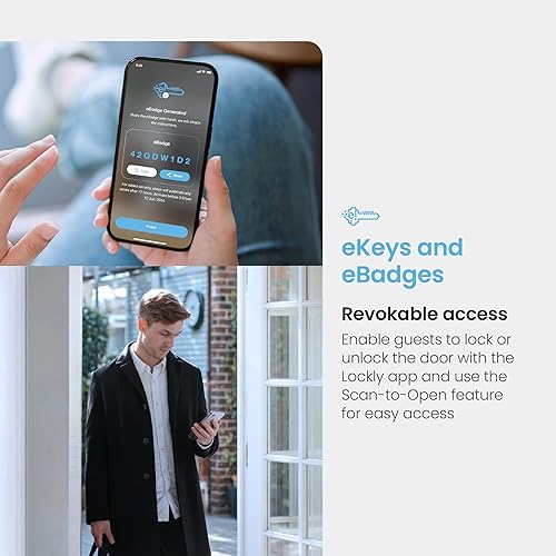Miniatura 8 de Lockly Smart Lock modelo 7S, cerradura de puerta inteligente Bluetooth, entrada sin llave con teclado digital PIN Genie, cerrojo de bloqueo de