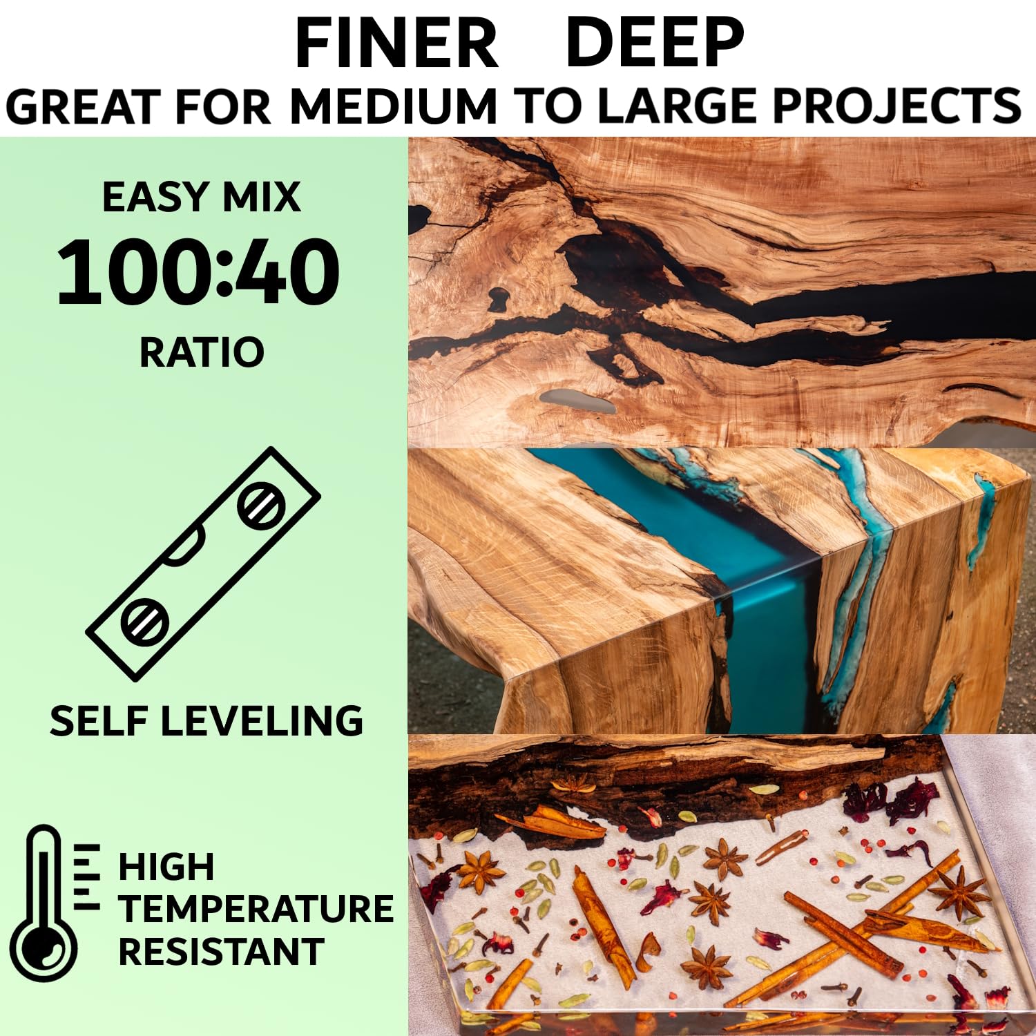 FineR DEEP Resina epossidica con indurente 2,8 kg I Getti profondi UV Resina I resina epossidica colata + indurente I Resina di esposizione fino a 7 cm