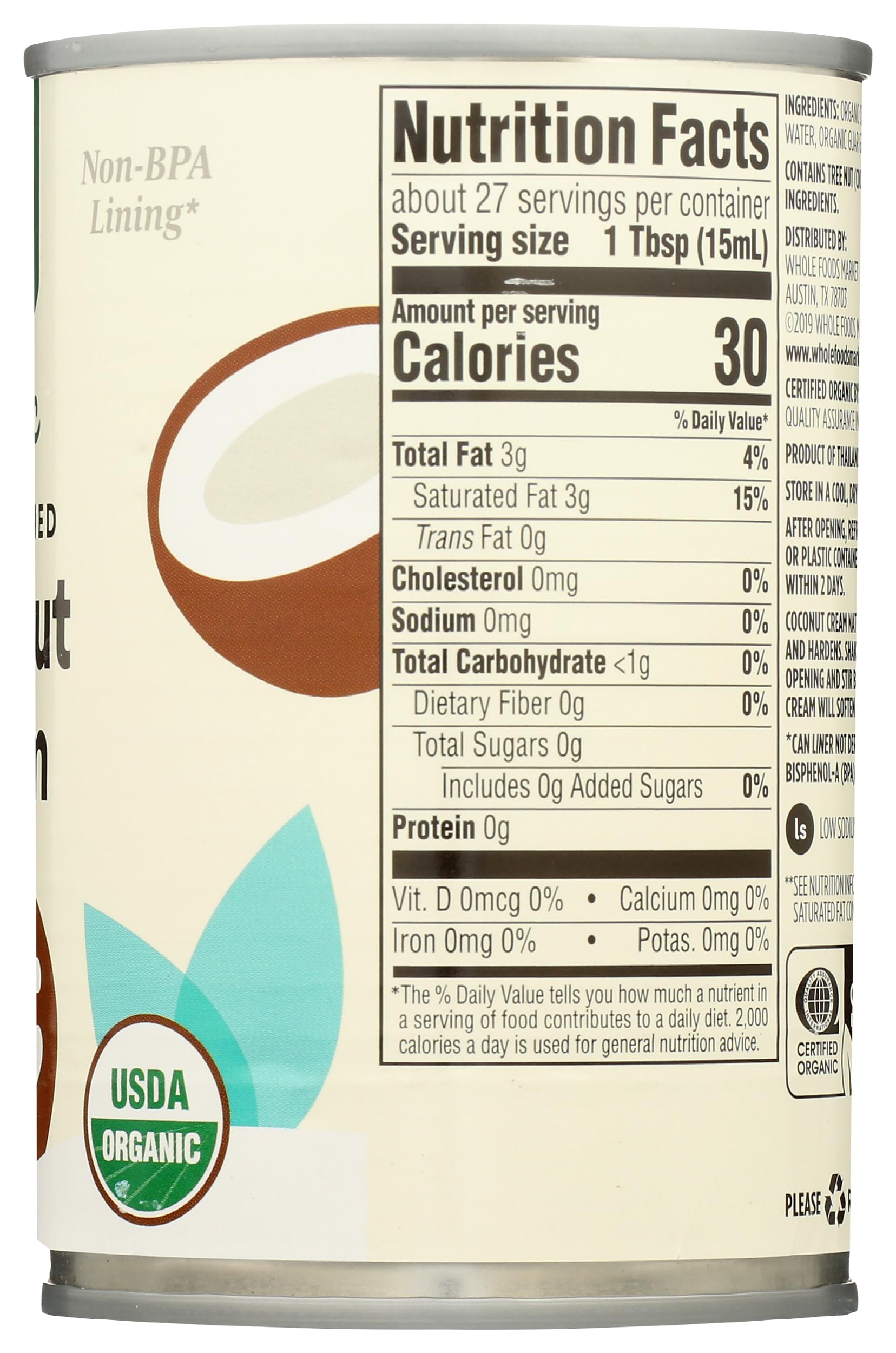 365 by Whole Foods Market Organic Coconut Cream 13 5 Fl Oz — view 7