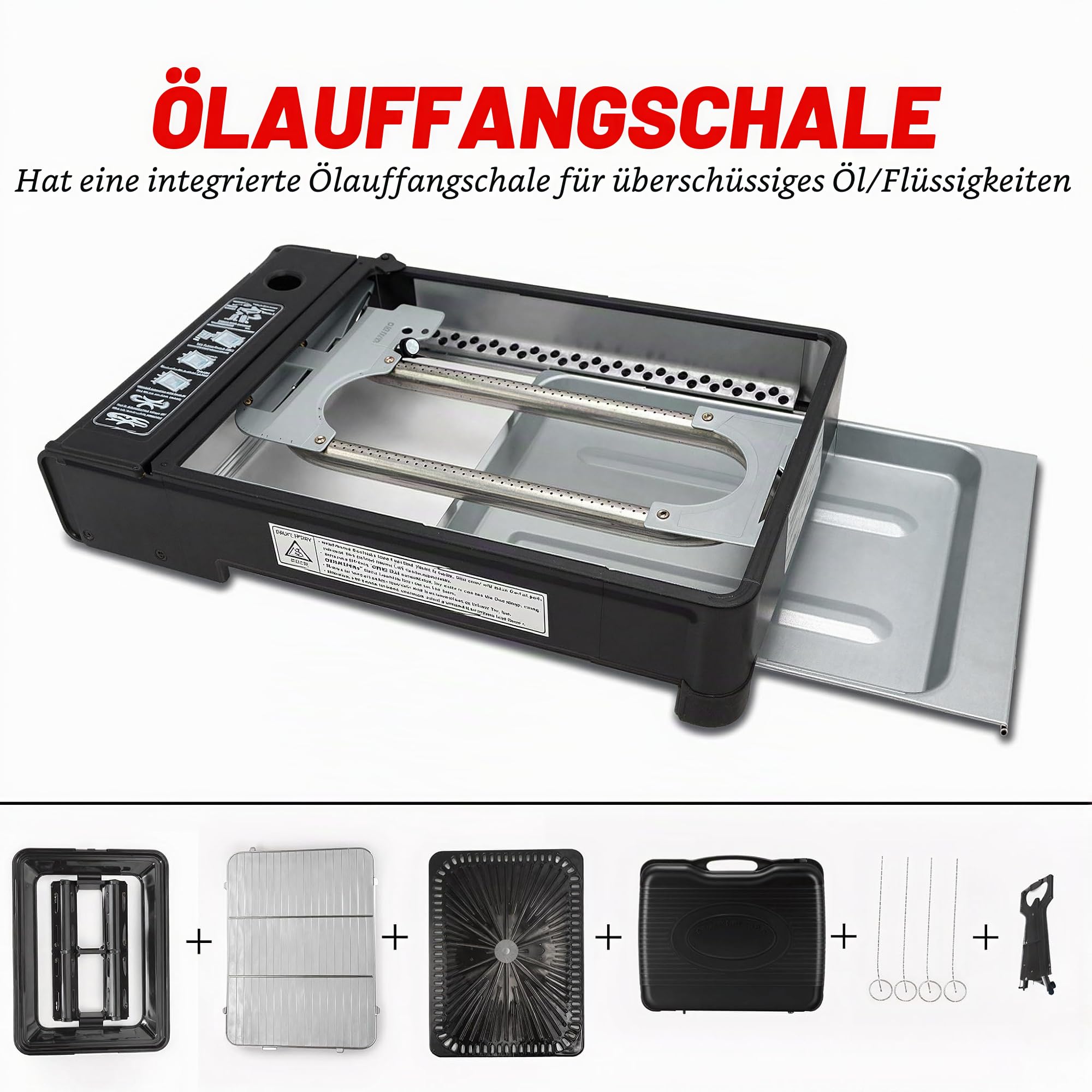 Tragbarer Camping-Grill – Grill-Kit mit Grillrost und Tablett, Material aus Edelstahl, ideal für Outdoor, Wohnmobil und Notfälle