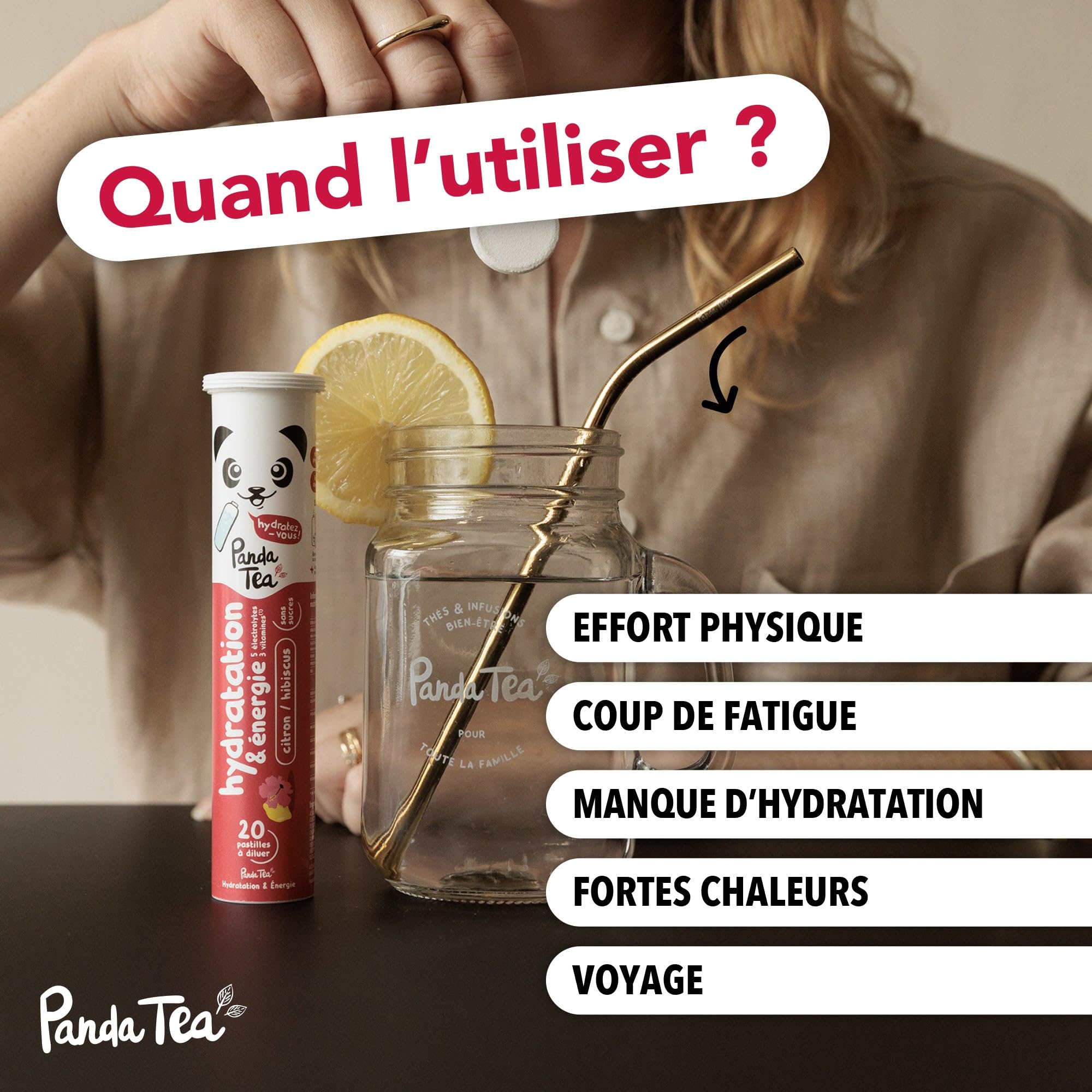 Panda Tea - Pastilles Hydratation & Énergie - Myrtille-Framboise - 3x20 Pastilles sans sucre - Electrolyte Ultra Hydratation - Idéale pour le Sport et le Quotidien