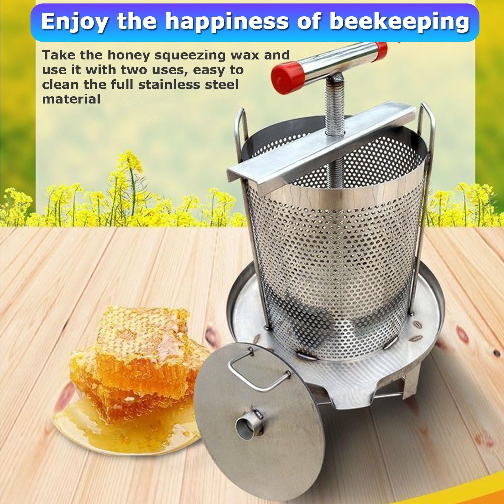 Mesh Honey Press Machine Manuale di Frutta Miele estrattore Apicoltura in Acciaio Inossidabile Cera per la pressa per Il Miele per Apicoltura Agricoltura Strumento di Apicoltura