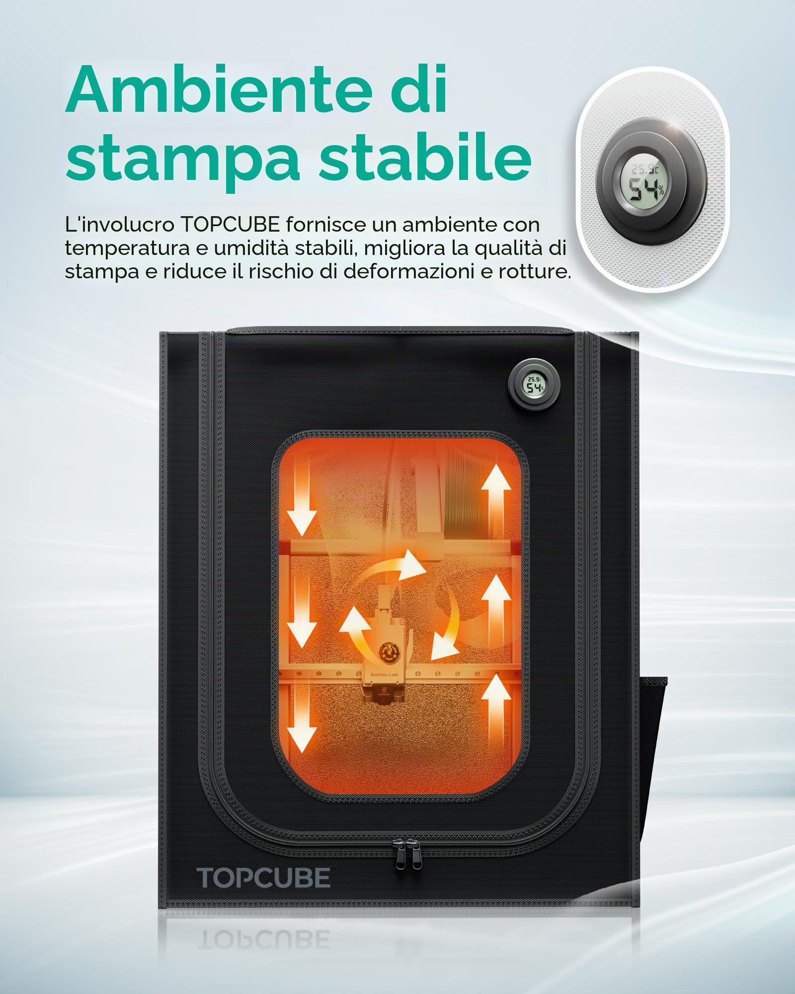Custodia per stampante 3D per Bambu Lab A1, copertura per stampante 3D con luce LED, TOPCUBE temperatura costante contenitore per stampante 3D 550 x 600 x 670 mm