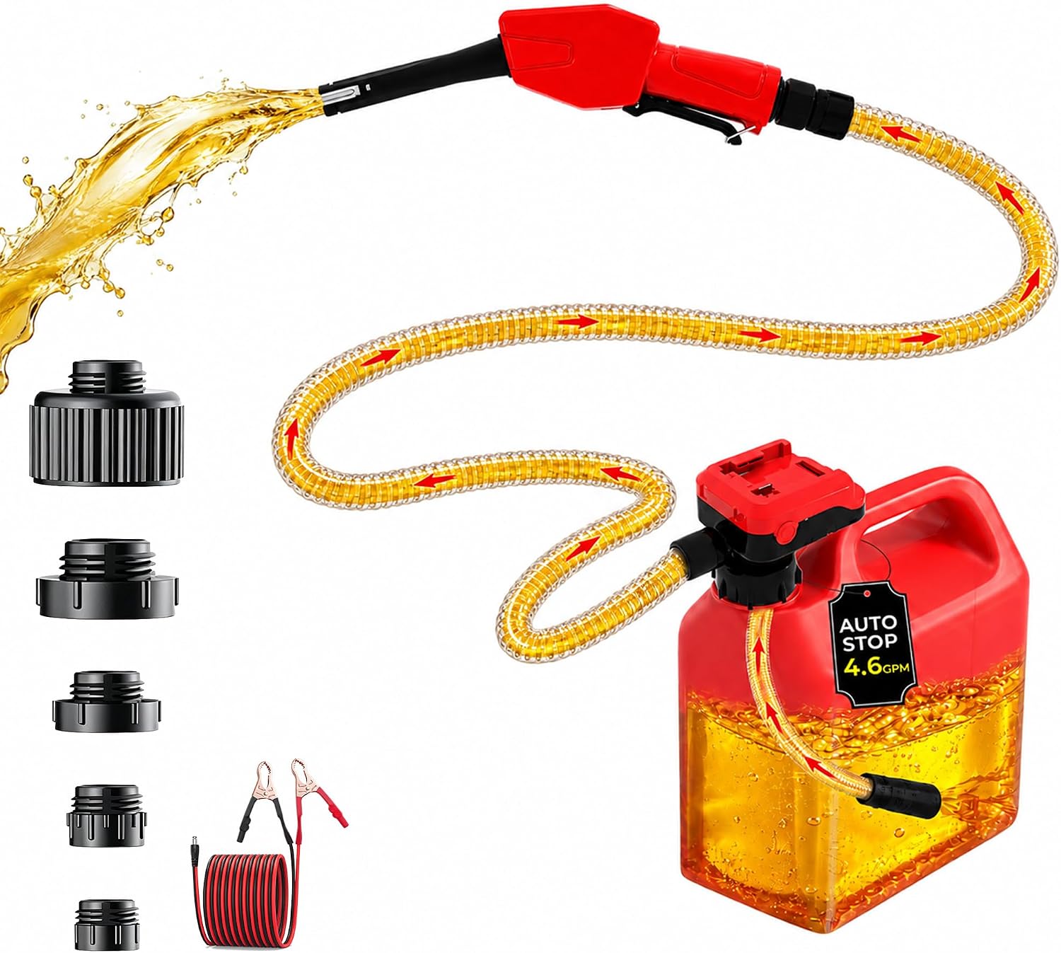 Cordless Fuel Transfer Pump, 4.6GPM Gas Can Pump with Auto-Stop