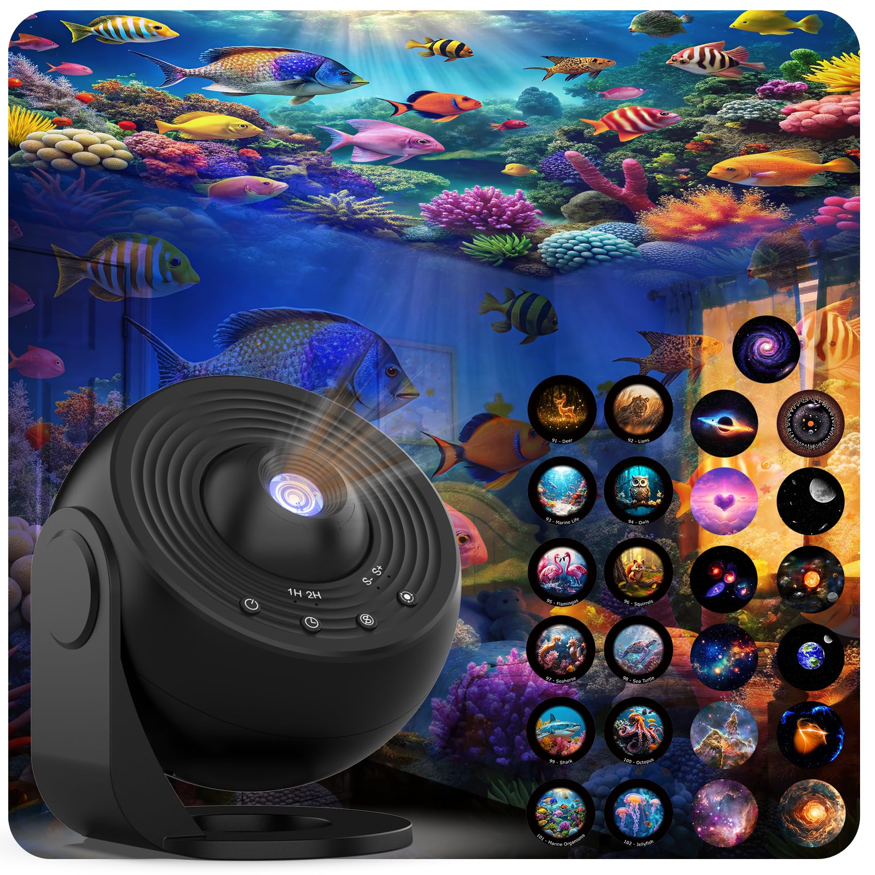 Proyector Galaxy Pro para dormitorio, proyector de estrellas planetario 25 en 1 con sistema solar y constelación, proyector de techo de nebulosa LED giratorio de 360°, luz nocturna con temporizador