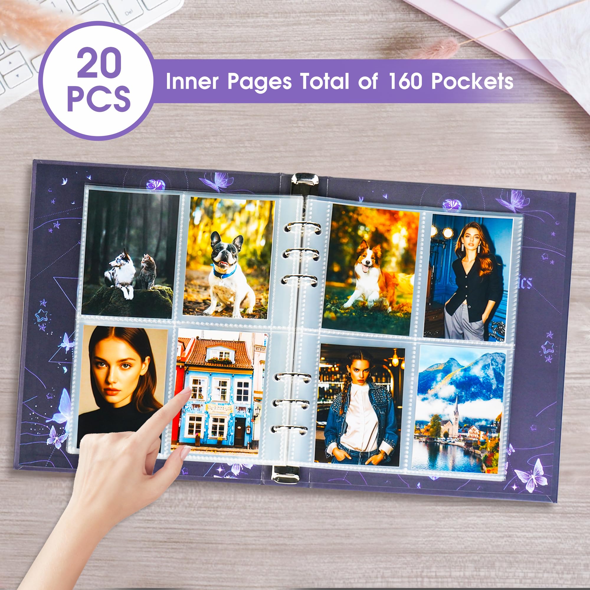 A5 Kpop Photocard Binder With Acrylic Holder Keychain 3 Inch Photocard Holder Book With 20 Double-Sided Inner Pages