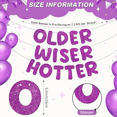 Miniatura 30 de Fulmoon Juego de 3 carteles de cumpleaños con purpurina para mujeres de 30, 40, 50, 60, 70, 80, cumpleaños, regalo (dorado)