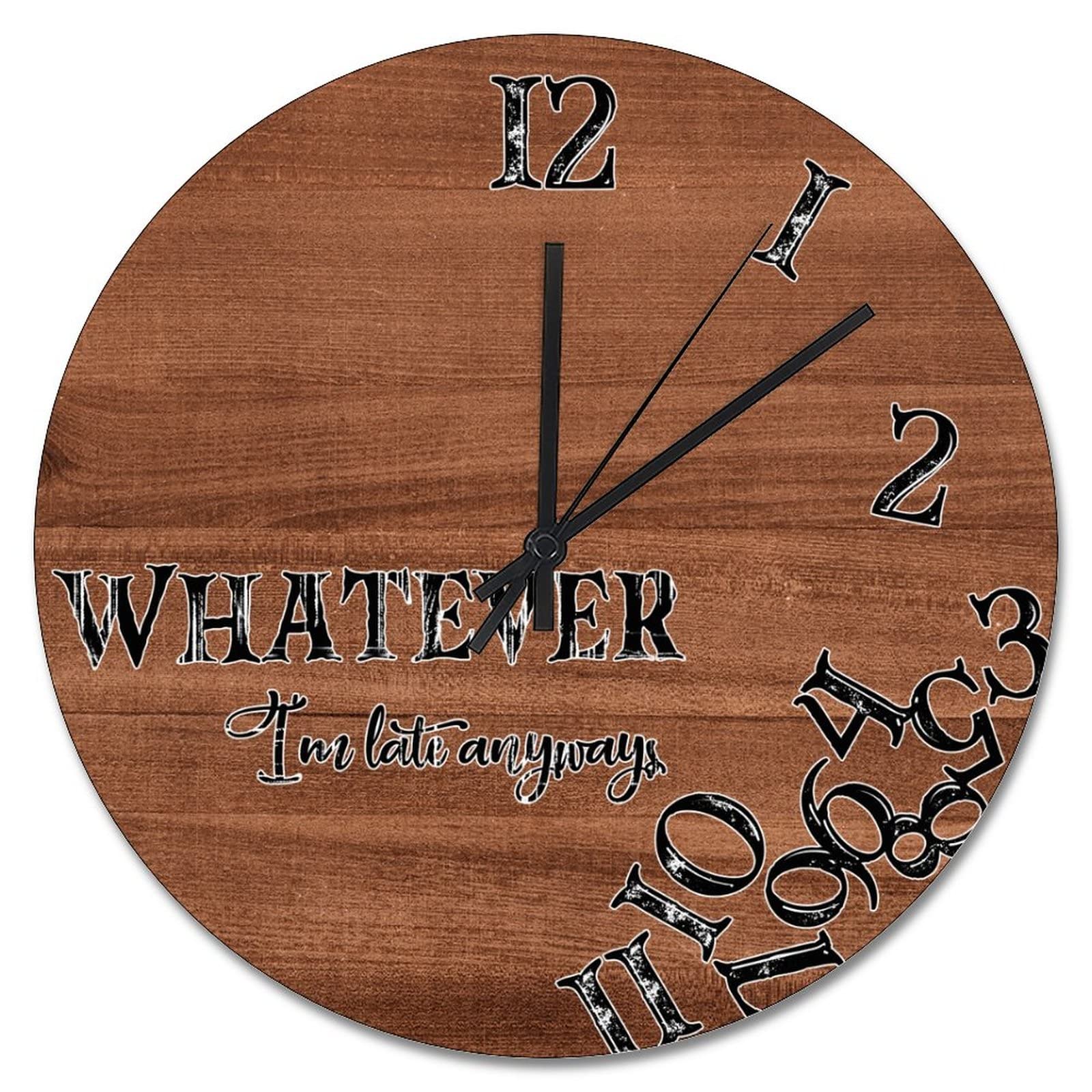 Horloge murale silencieuse à piles marron patiné mécanisme sans tic-tac