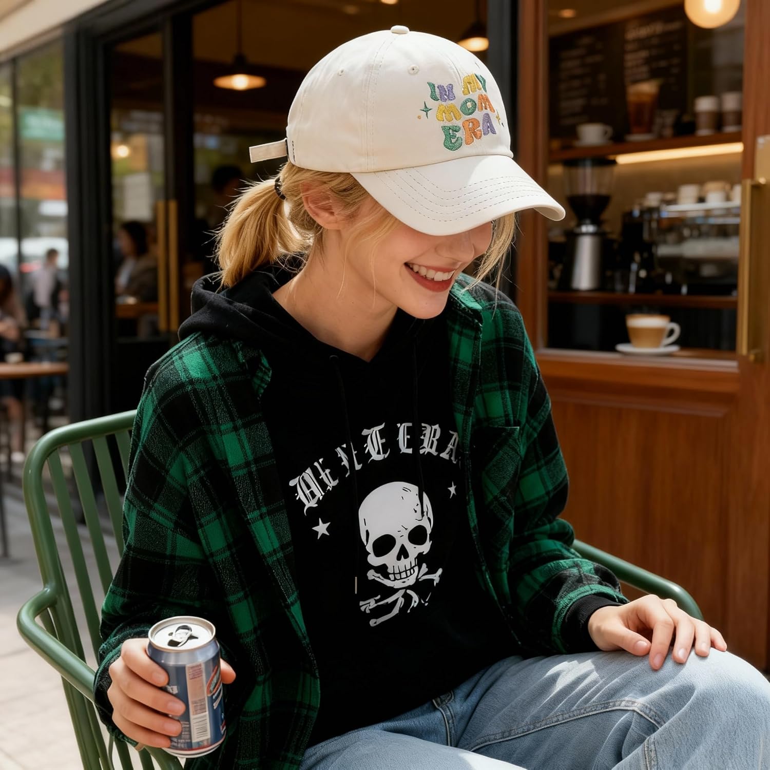 Hanna Roberts in My Mom Era Hat | Cap with Multicolor Embroidered Letters,Beige Baseball Cap for Moms, Mothess & New Mom Gifts - Image 5