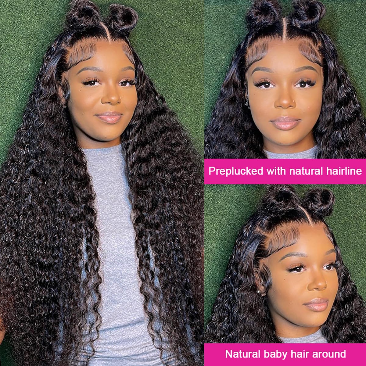 18 Inch Deep Wave Frontal 13x4 HD Transparent Lace Frontal 100% Raw Virgin Human Hair Free Part Lace Closure Natural Black Color