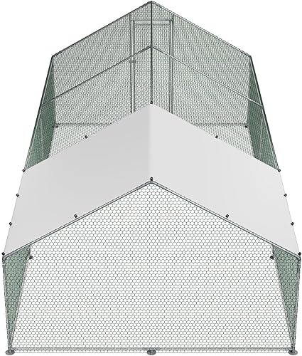 Vista 59 de VEVOR Gallinero de metal, 6.56 x 6.56 x 6.56 pies con tapa, gallinero de techo con cerradura de seguridad, corrales de aves de corral para patio