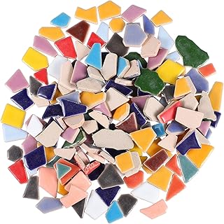 VILLCASE DIY Mosaic Tiles Broken Ceramic Mosaic Tiles, Ceramic Tiles Pieces Glazed Tiles, Irregular Tile Scraps Stained Mosaic Pieces Crystal Mosaic Tiles