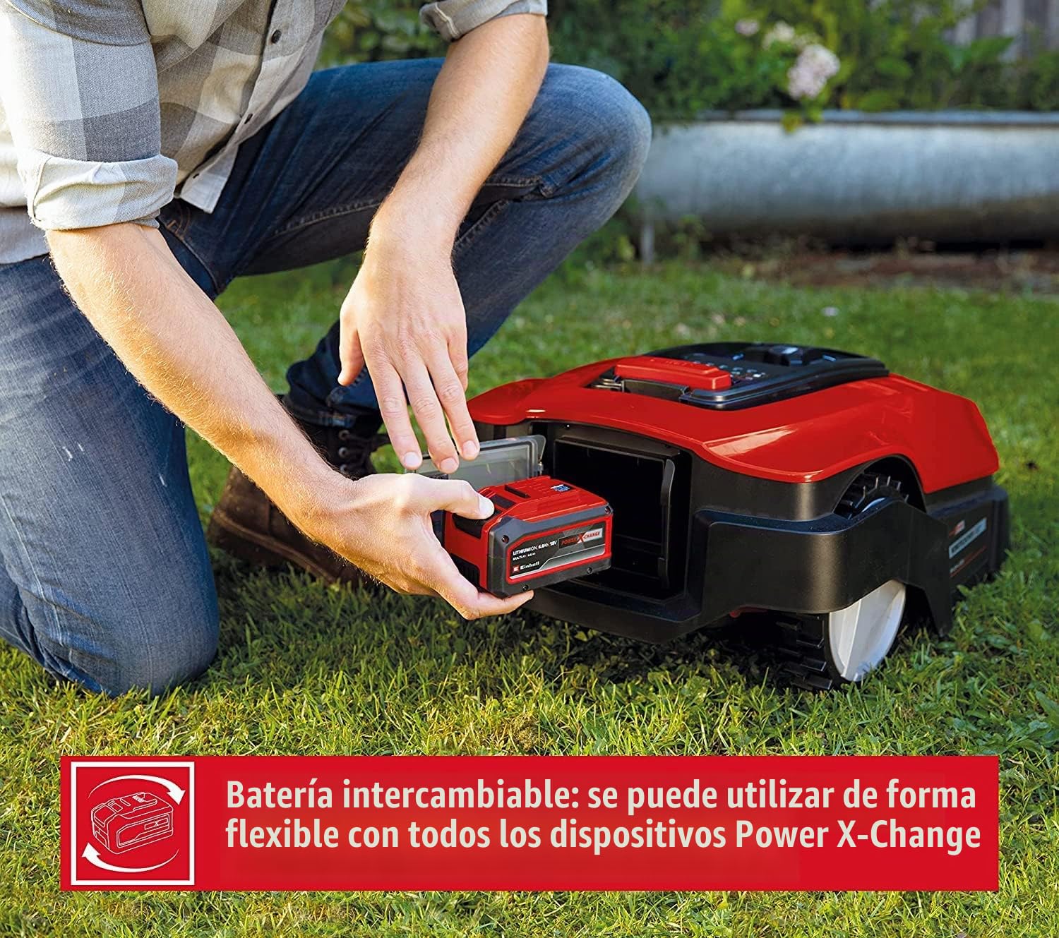 Einhell Power X-Change - Cortacésped robótico de 18 V con estación de Carga para césped de hasta 1200 m², Corte de césped multizona, Control de aplicación Bluetooth, Kit de Robot cortacésped FREELEXO