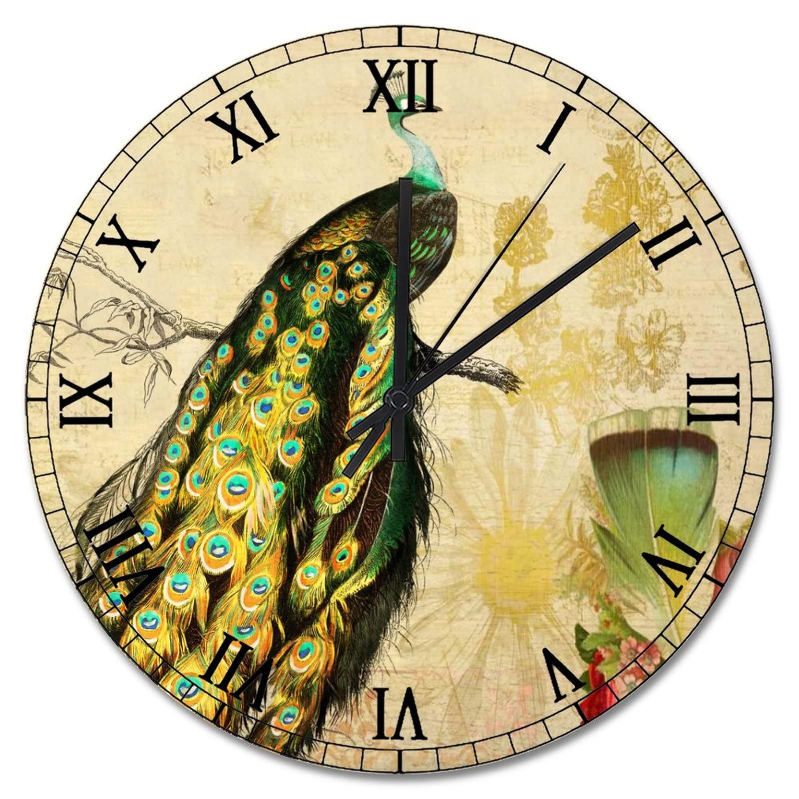Horloge murale paon violet élégante pendule vintage de haute finition
