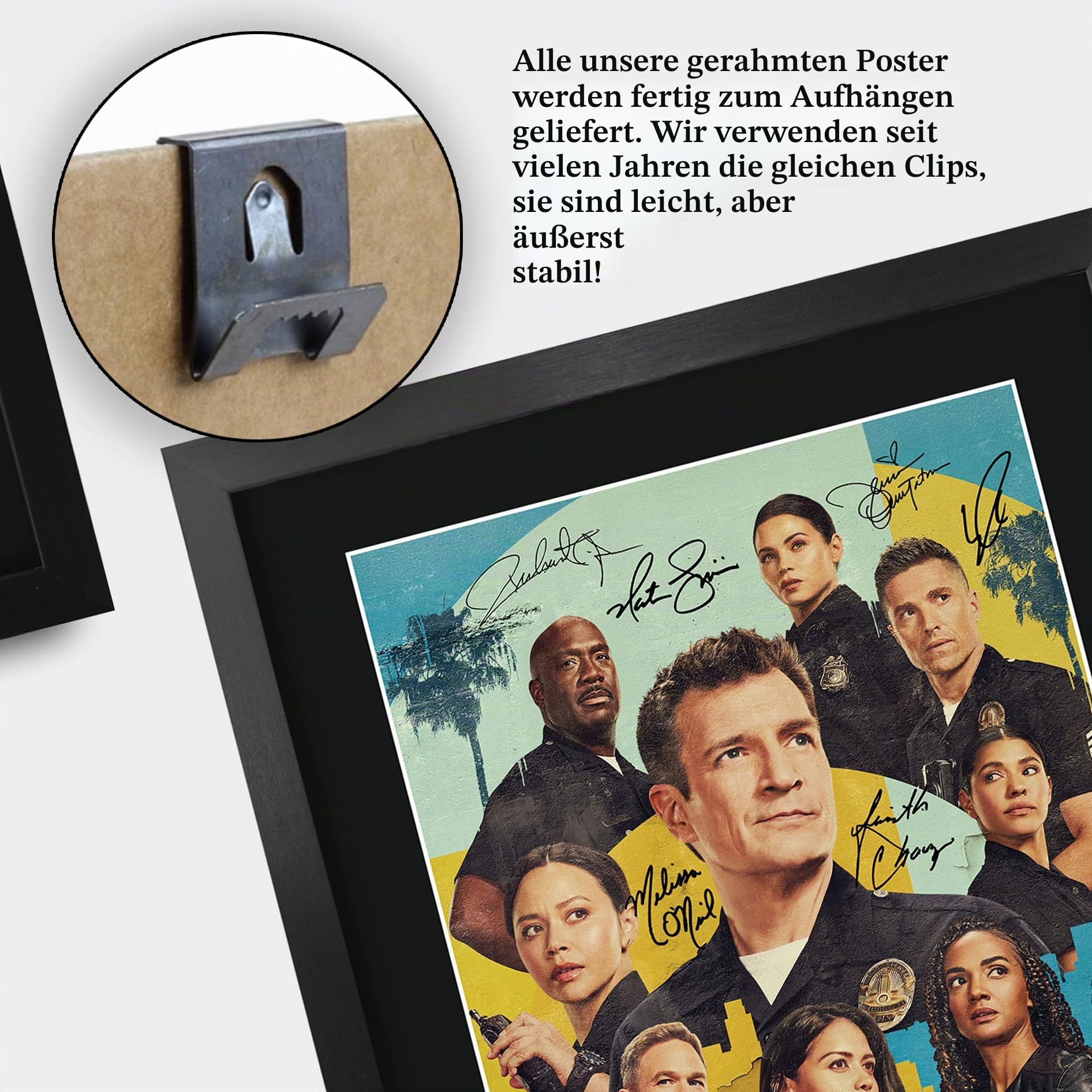 HWC Trading The Rookie (2018) Nathan Fillion Geschenke Gedrucktes Signiertes Autogramm Poster für Fans von Fernsehn Memorabilien - A3 Gerahmt