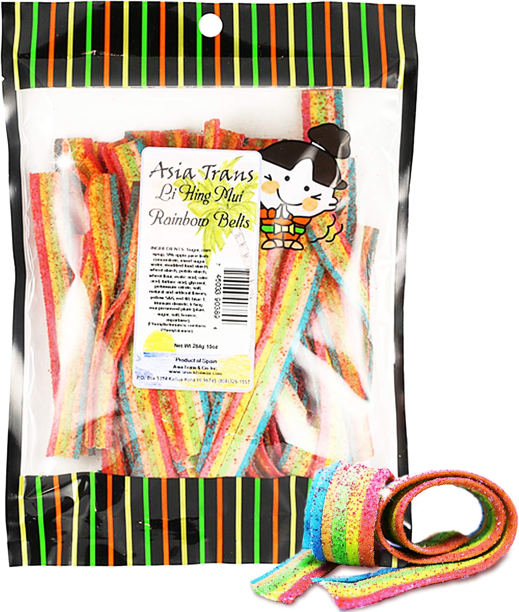 Asia Trans Rainbow Belt Strips with Li Hing Mui Plum Powder