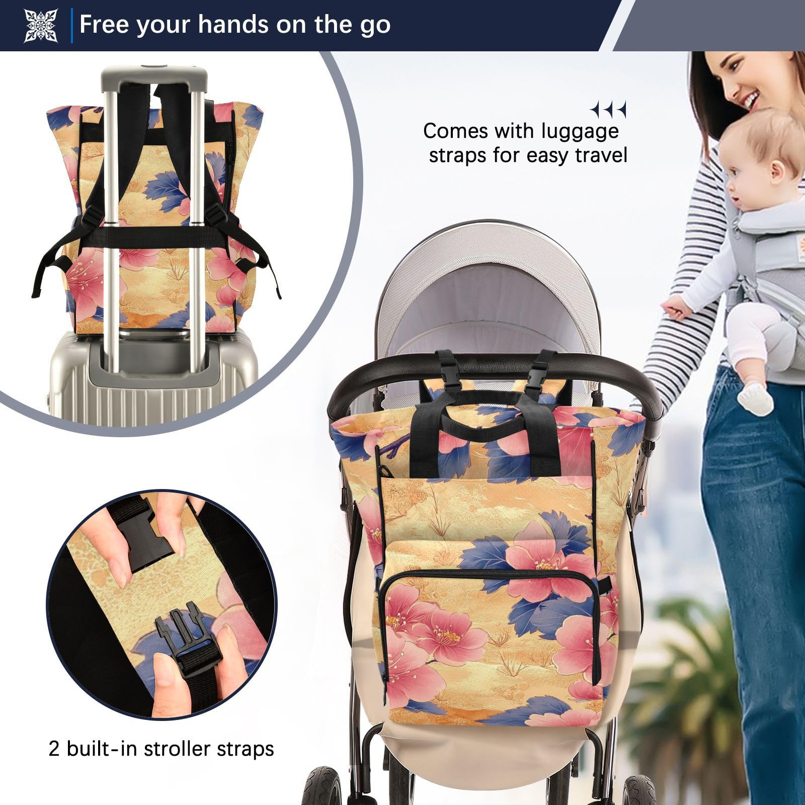 Borse Per Pannolini Per Bambina Bambino Primavera Safari Fiori