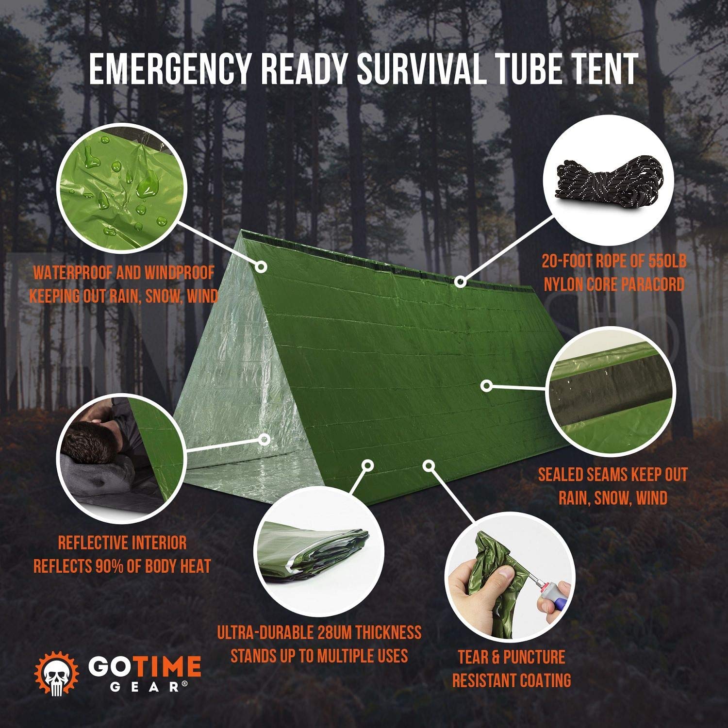 Buy Go Time Gear Life Tent Emergency Survival Shelter 2 Person