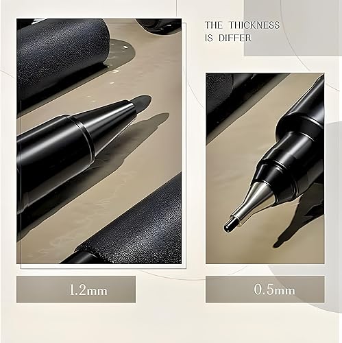 Miniatura 3 de loham Deli - Marcadores permanentes de doble punta, 12 unidades, punta fina y punta ultrafina, para firma y marcado, negrorojoazul, envoltura de