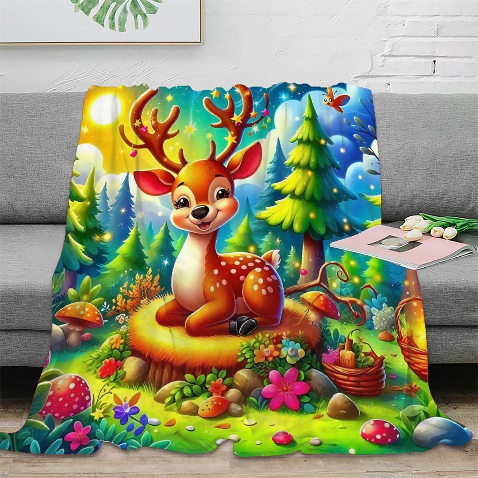 Couverture microfibre douce cerf 3D au fini pelucheux haut de gamme 180x200