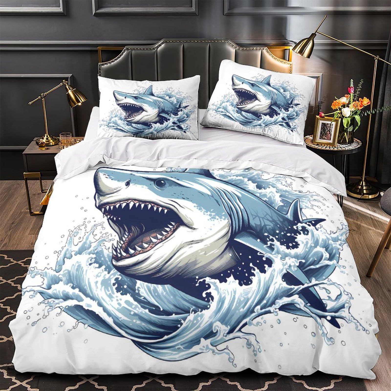 Housse de couette hypoallergénique coquillage pour grand lit