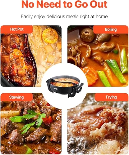 Miniatura 6 de VEVOR Olla caliente eléctrica, olla Shabu Shabu Shabu de doble sabor de 1360 W, 5 L, cocina eléctrica antiadherente con divisor, tapa de vidrio