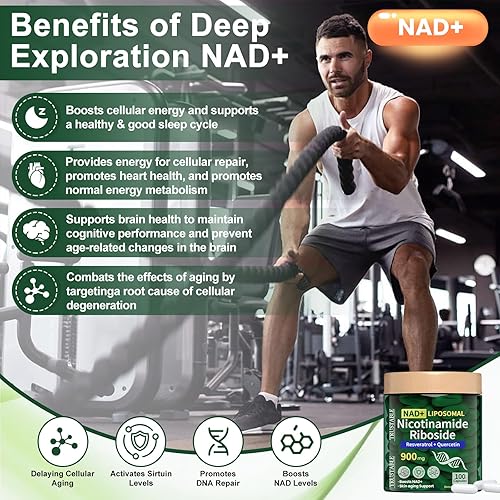Miniatura 5 de Suplemento alternativo NMN, ribósido de nicotinamida liposomal 900 mg, resveratrol de ribósido de nicotinamida NAD, quercetina, suplemento NAD de