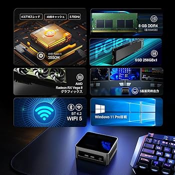 [新品]ミニPC AMD Ryzen 5 3550H 4コア3.70GHz Amazon.co.jp: ミニPC AMD Ryzen 5 3550H（4コア8スレッド 最大3.70GHz